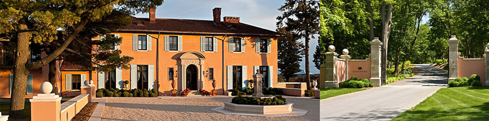 Glenmere Mansion façade and entrance montage
