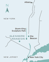  Directional map of Hudson Valley showing Glenmere Mansion location and nearby Art Galleries></td>
<td width=