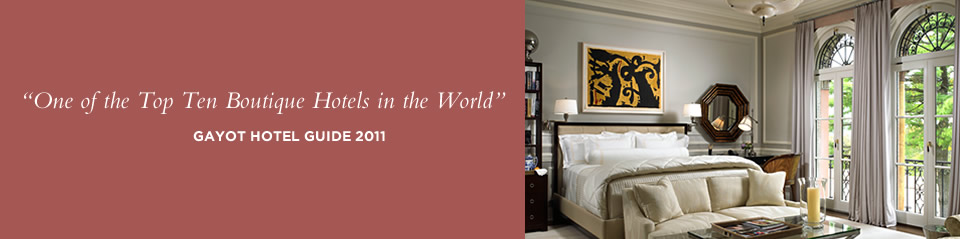 Gayot Hotel Guide 2011 quote: Top Ten Boutique Hotel in the World and room montage